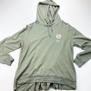 SPLENDID Green Gathered Back Hoodie Lounge Top Size XS